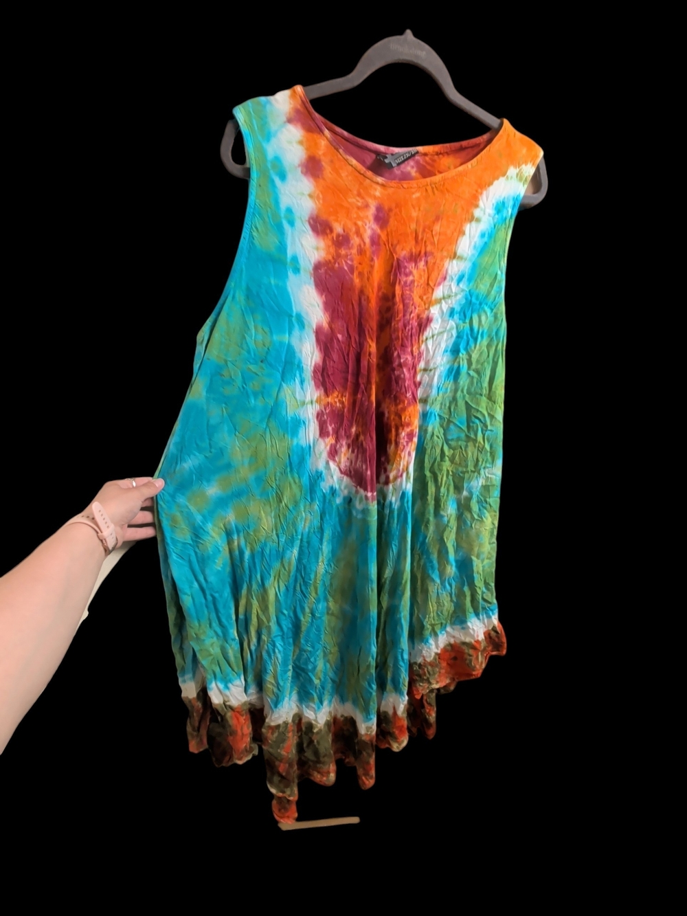 Jackpot Multicolor Tie-Dye Flowy Hippie Dress Plus Size Dress 2x/3x